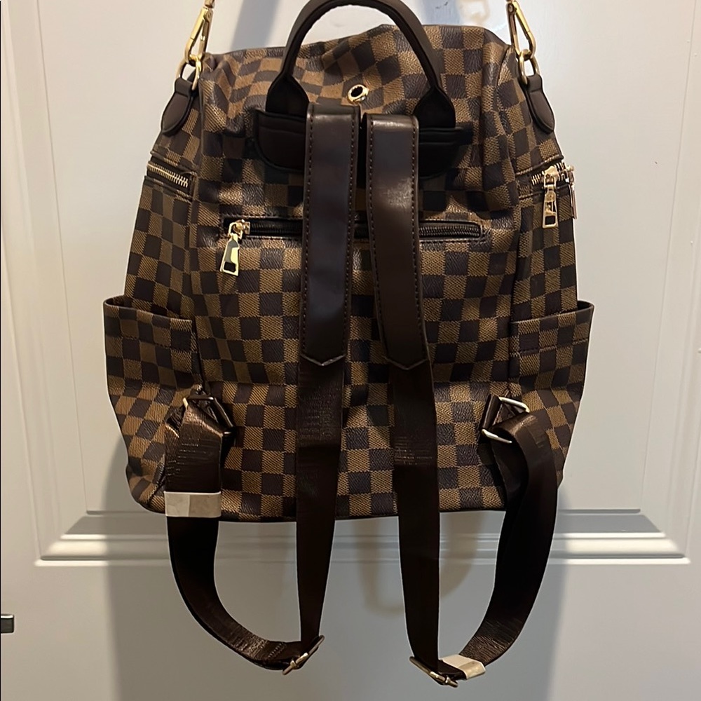 Checkered Brown Backpack - Picture 8 of 14